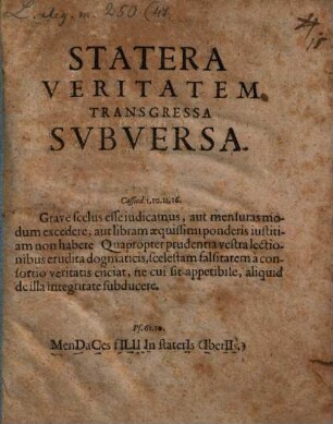 Statera Veritatem Transgressa Subversa