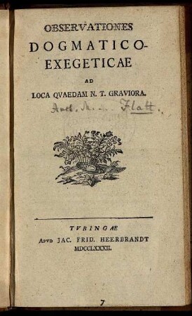 Observationes Dogmatico-Exegeticae Ad Loca Quaedam N. T. Graviora