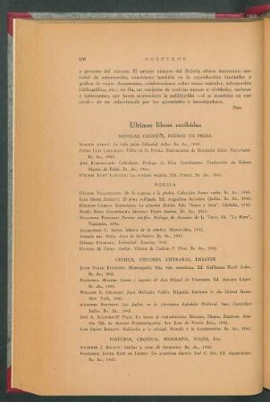 Últimos libros recibidos