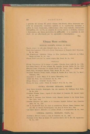 Últimos libros recibidos