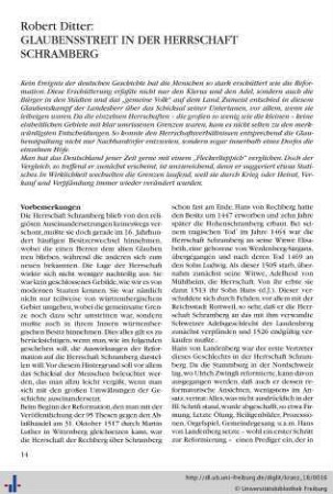 Glaubensstreit in der Herrschaft Schramberg.