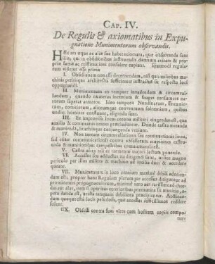 Cap. IV. De Regulis & axiomatibus in Expugnatione Munimentorum observandis.
