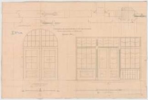 Thiersch, Friedrich von; München; Haus für Handel und Gewerbe - Glasabschlüsse 3. OG (Grundrisse, Ansichten, Details)