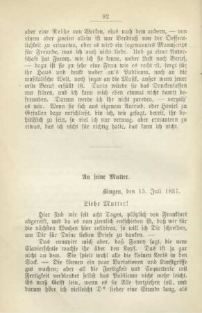 An seine Mutter. Bingen, den 13. Juli 1837
