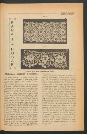 Para el hogar : Labores al "crochet" o ganchill