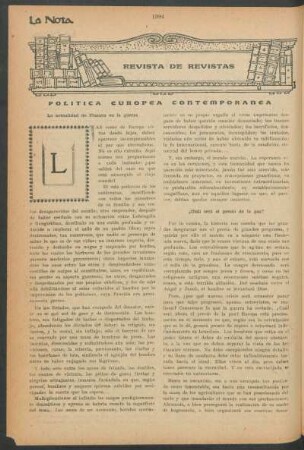 Revista de revistas : Política europea contemporánea