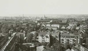 Dresden-Neustadt. Blick vom Turm der Dreikönigskirche nach Nordwesten zum Neustädter Bahnhof