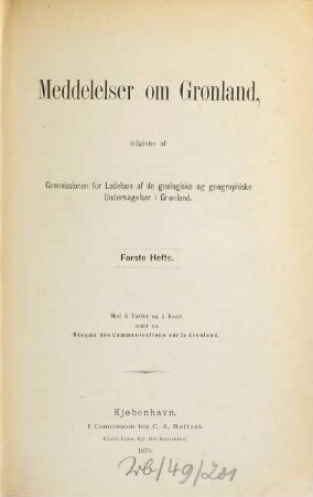 Meddelelser om Grønland. 1. 1879