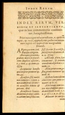 Index Rerum, Verborum Et Sententiarum ...
