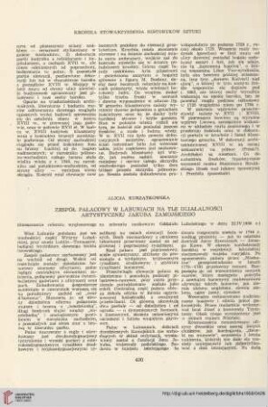 21: Zespół pałacowy w Łabuniach na tle działalności artystycznej Jakuba Zamojskiego