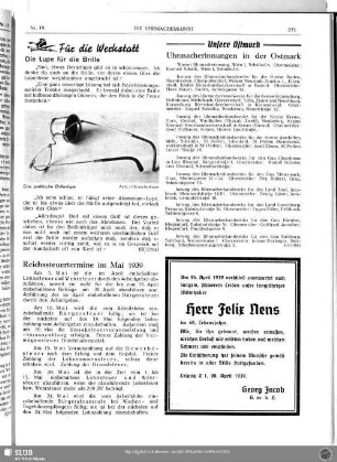 Reichssteuertermine im Mai 1939