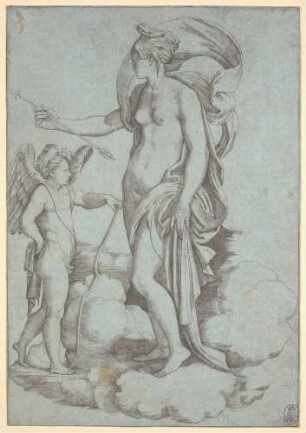 Venus und Amor auf Wolken