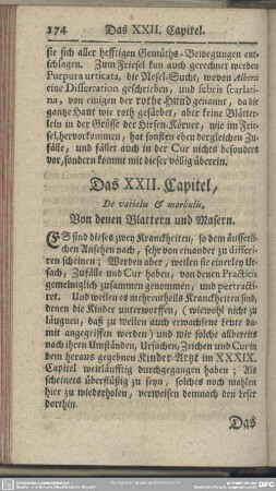 Das XXII. Capitel, Von denen Blattern und Masern