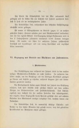 VI. Fabrikation und Vertrieb von Maschinen und Instrumenten.