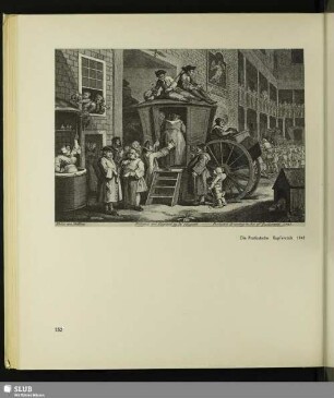 Die Postkutsche. Kupferstich, 1747