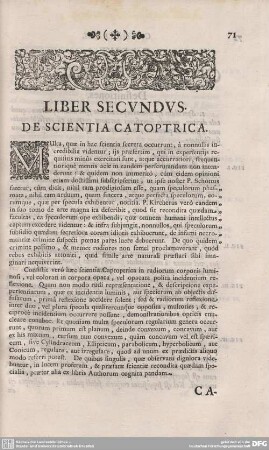 LIBER SECUNDUS. DE SCIENTIA CATOPTRICA.