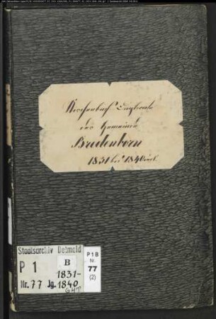 Kirchenbuchduplikat der katholischen Gemeinde Bredenborn, Kreis Höxter (GHT 1831-1840) (Gemeinde: Katholische Gemeinde Bredenborn)