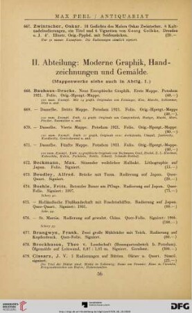 II. Abteilung: Moderne Graphik, Handzeichnungen und Gemälde (Nr. 668-878)