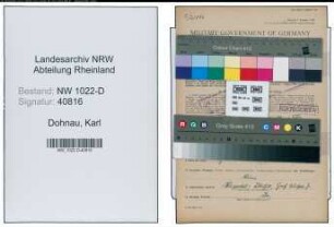 Entnazifizierung Karl Dohnau , geb. 14.09.1900 (Kaufmann)