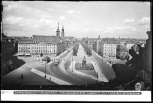 Dresden-Neustadt, Neustädter Markt mit Hauptstraße, Blick vom Blockhaus