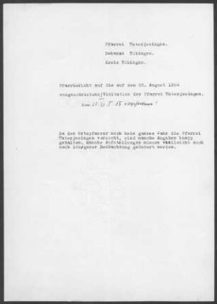 Unterjesingen: Pfarrbericht 1955