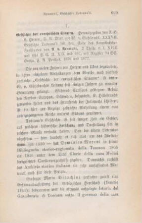 699-714 [Rezension] Reumont, Alfred von, Geschichte Toscana's seit dem Ende des florentinischen Freistaats