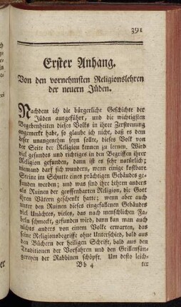 Erster Anhang. Von den vornehmsten Religionslehren der neuern Jüden.