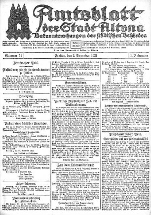Nummer 51 : Freitag, den 2. Dezember 1921