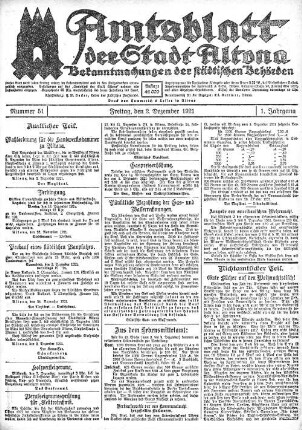 Nummer 51 : Freitag, den 2. Dezember 1921