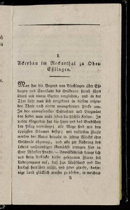 I. Ackerbau im Neckarthal zu Ober-Eßlingen