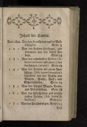 Inhalt der Capitel.