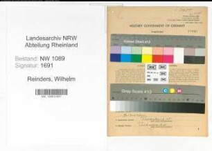 Entnazifizierung Wilhelm Reinders , geb. 06.03.1910 (Brandmeister)