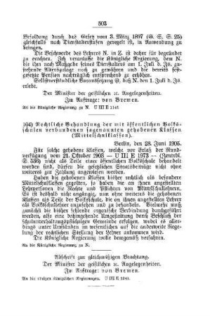 Rechtliche Behandlung der mit öffentlichen Volksschulen verbundenen sogenannten gehobenen Klassen (Mittelschulklassen) : [F. Öffentliches Volksschulwesen]