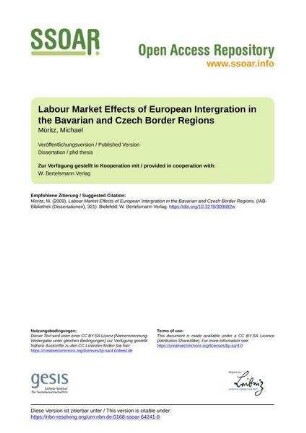 Labour Market Effects of European Intergration in the Bavarian and Czech Border Regions