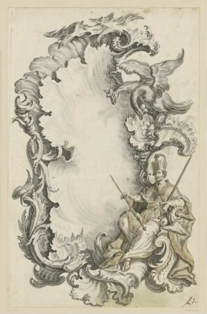 Kartusche mit Figuren