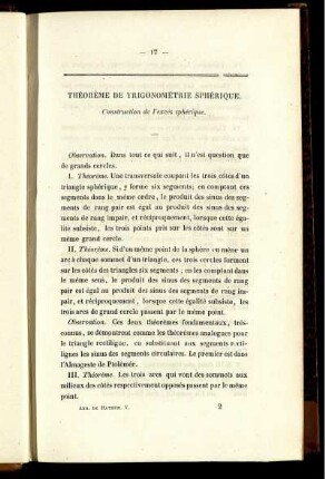 Théorème de trigonomètrie sphérique.