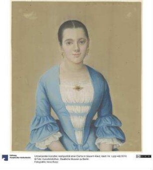 Halbporträt einer Dame in blauem Kleid