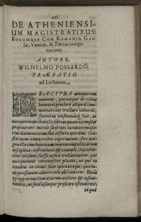 De Atheniensium Magistratibus: Eorumque Cum Romanis, Gallis, Venetis, & Turcis comparatione