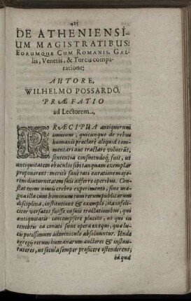 De Atheniensium Magistratibus: Eorumque Cum Romanis, Gallis, Venetis, & Turcis comparatione