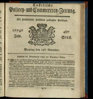 48tes Stueck, Montag den 28ten November 1774