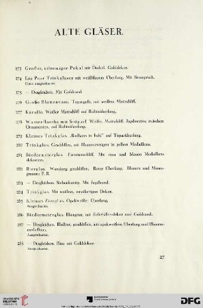 Alte Gläser (Nr. 273-321)