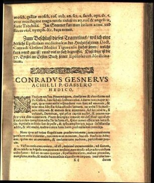 Conradvs Gesnervs Achilli P. Gassero Medico.