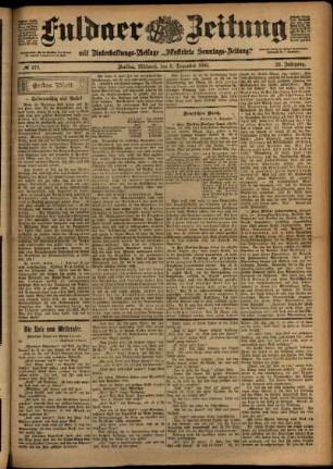 Erste Ausgabe vom Mittwoch, den 06. Dezember 1899.