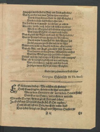 Es bleibt wol dabey: Wir müssen alle sterben/ [...]