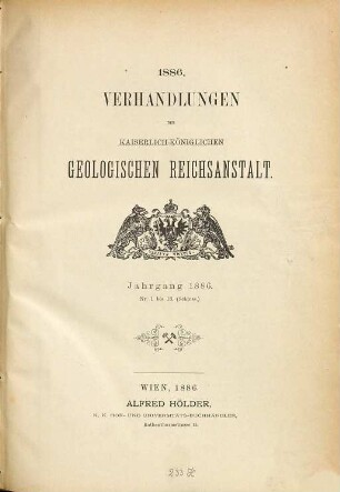 Verhandlungen der Geologischen Reichsanstalt. 1886