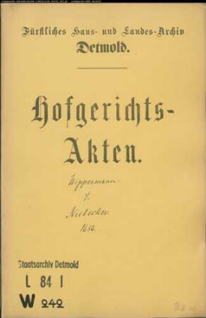 Wippermann, Jobst zu Salzuflen gegen Joachim Niebecker - Schuldforderung