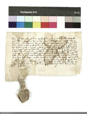 Revers Volrads, Schultheiß von Frankfurt, bezüglich seiner Verpflichtung als Burgmann auf der Burg Bingenheim durch Heinrich [von Hohenberg], Abt von Fulda