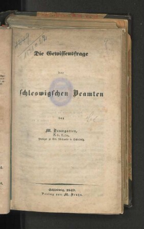 Die Gewissensfrage der schleswigschen Beamten