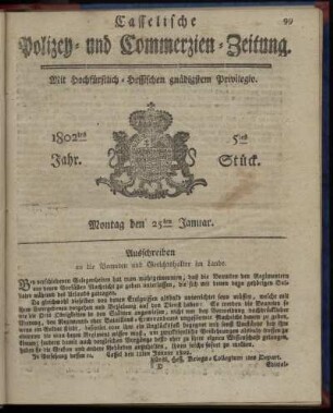 5tes Stueck, Montag den 25ten Januar 1802