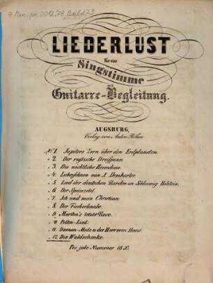 Liederlust : für 1 Singstimme mit Guitarre-Begl.. 12, Die Waldschenke